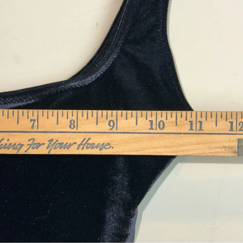 Solid & Striped Velvet Black Swim Top Womens Small Classic Goth Grunge Beach Y2K - Picture 8 of 9